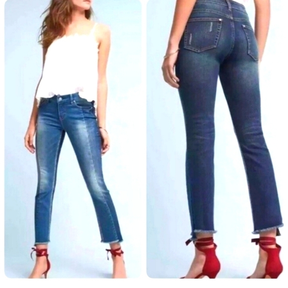 Pilcro & The Letterpress Anthropologie Womens Parallel Raw Hem Straight Jeans 29 - Picture 1 of 15